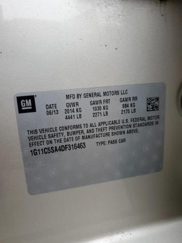 1G11C5SA4DF316463 - 2013 CHEVROLET MALIBU 1LT GOLD photo 12