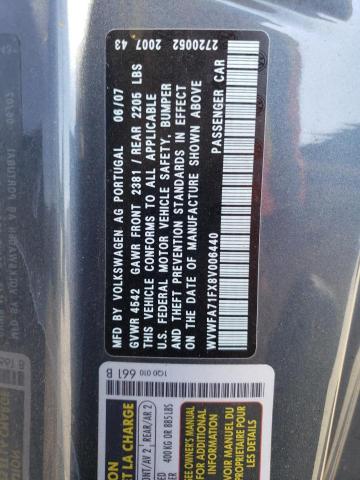 WVWFA71FX8V006440 - 2008 VOLKSWAGEN EOS LUX 蓝色 照片 12