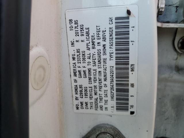 1HGCP26479A042012 - 2009 HONDA ACCORD LXP SILVER photo 12