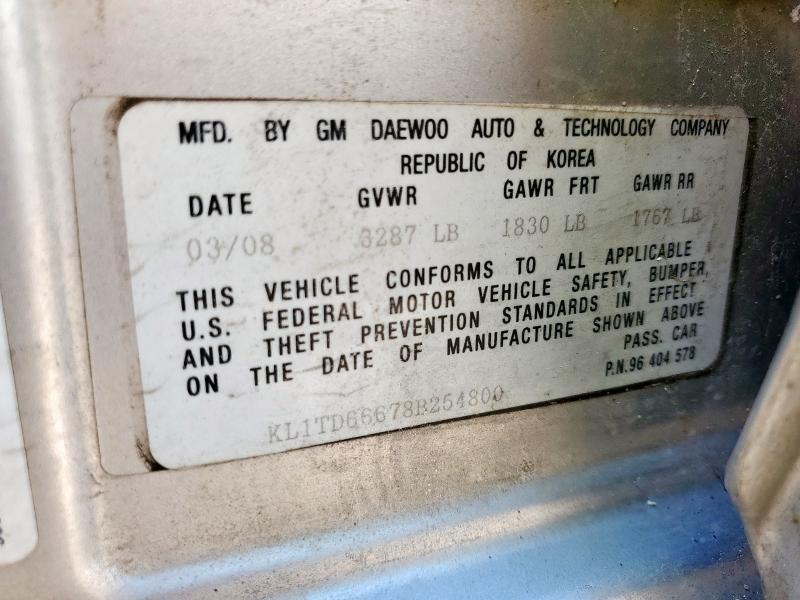 KL1TD66678B254800 - 2008 CHEVROLET AVEO BASE 银色 照片 12