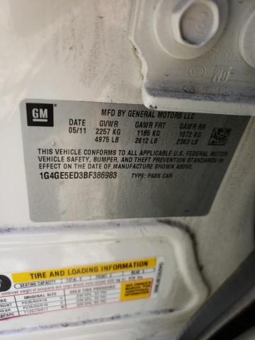 1G4GE5ED3BF386983 - 2011 BUICK LACROSSE CXS Սպիտակ լուսանկար 13