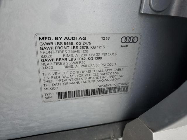 WA1BNAFY3J2002337 - 2018 AUDI Q5 PREMIUM PLUS SILVER photo 13