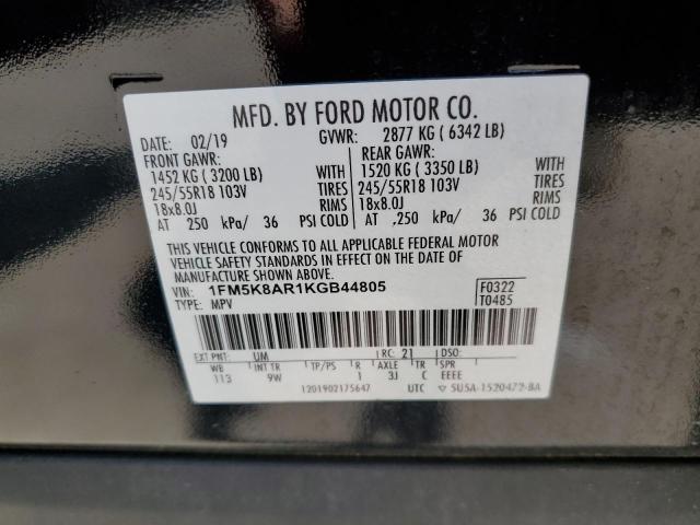 1FM5K8AR1KGB44805 - 2019 FORD EXPLORER POLICE INTERCEPTOR BLACK photo 14