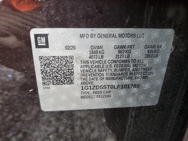 1G1ZD5ST0LF101789 - 2020 CHEVROLET MALIBU LT BURGUNDY photo 12