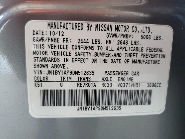 JN1BY1AP9DM512635 - 2013 INFINITI M37 SILVER photo 12