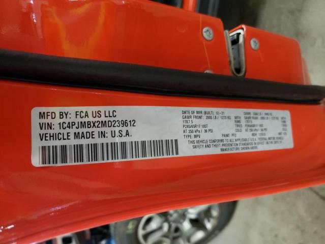 1C4PJMBX2MD239612 - 2021 JEEP CHEROKEE TRAILHAWK ORANGE photo 14