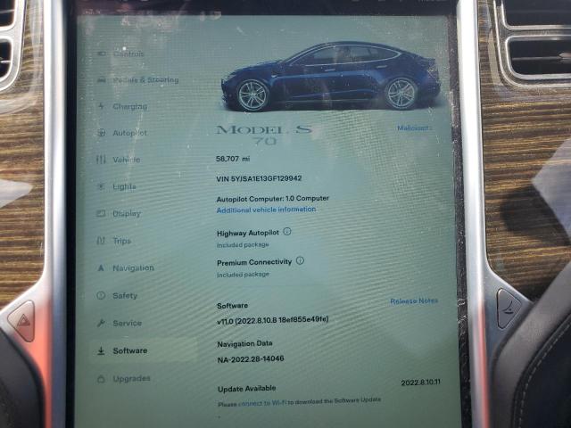 5YJSA1E13GF129942 - 2016 TESLA MODEL S ლურჯი ფოტო 9