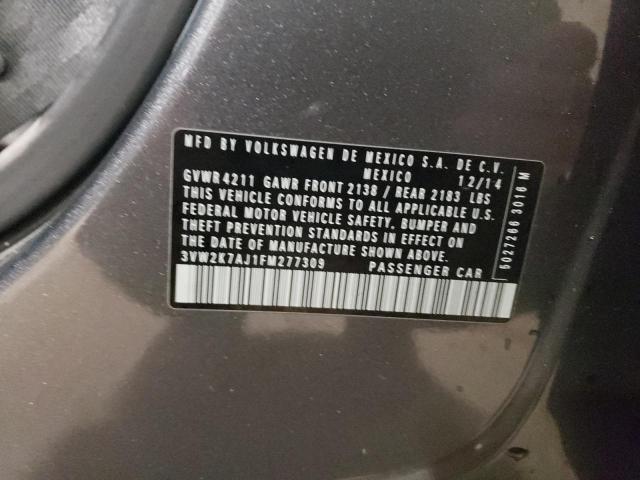 3VW2K7AJ1FM277309 - 2015 VOLKSWAGEN JETTA BASE 灰色 照片 12