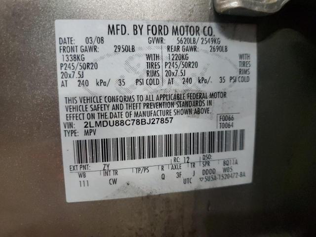 2LMDU88C78BJ27857 - 2008 LINCOLN MKX SILVER photo 13