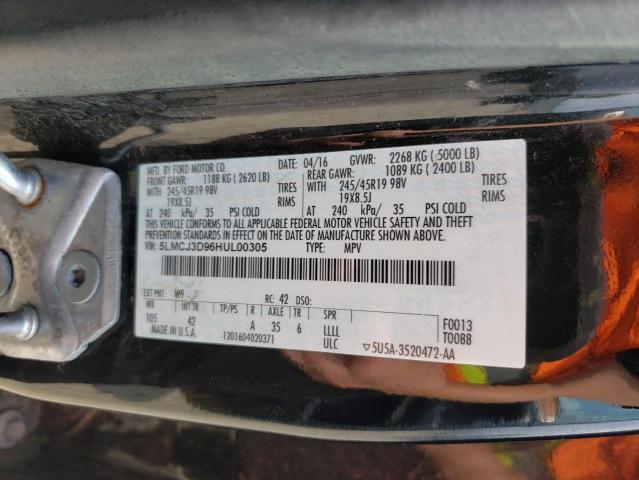 5LMCJ3D96HUL00305 - 2017 LINCOLN MKC RESERVE BLACK photo 13