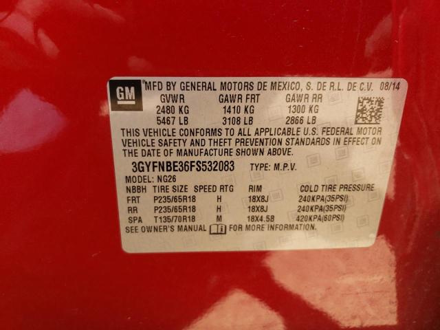 3GYFNBE36FS532083 - 2015 CADILLAC SRX LUXURY COLLECTION RED photo 12