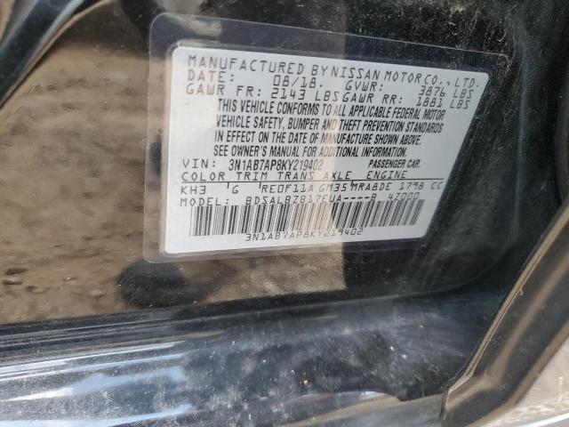 3N1AB7AP8KY219402 - 2019 NISSAN SENTRA S 黑色 照片 12