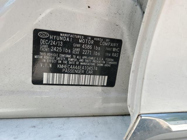 KMHEC4A44EA104574 - 2014 HYUNDAI SONATA HYBRID WHITE photo 12