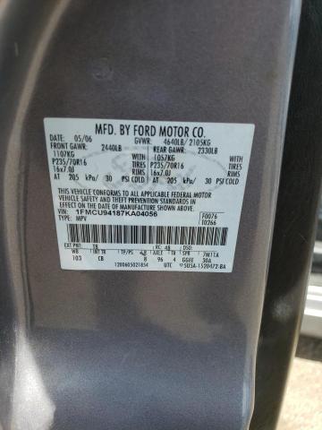 1FMCU94187KA04056 - 2007 FORD ESCAPE LIMITED GRAY photo 13