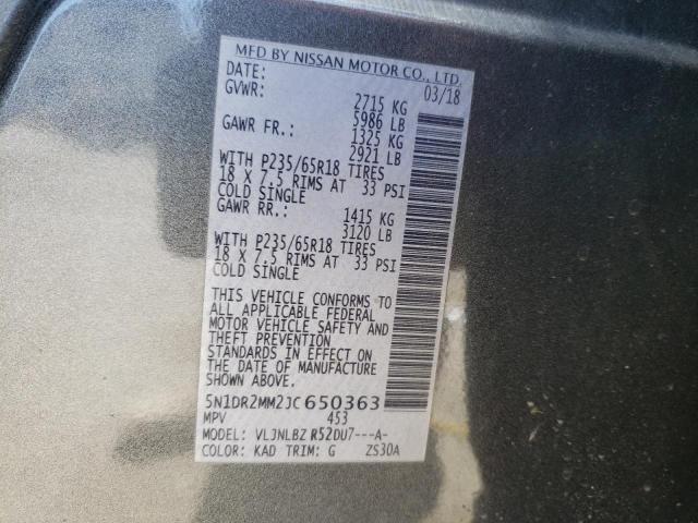 5N1DR2MM2JC650363 - 2018 NISSAN PATHFINDER S GRAY photo 13