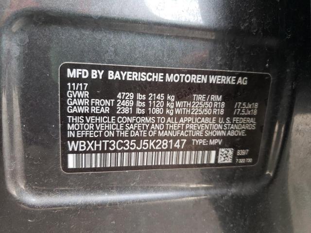 WBXHT3C35J5K28147 - 2018 BMW X1 XDRIVE28I GRAY photo 10