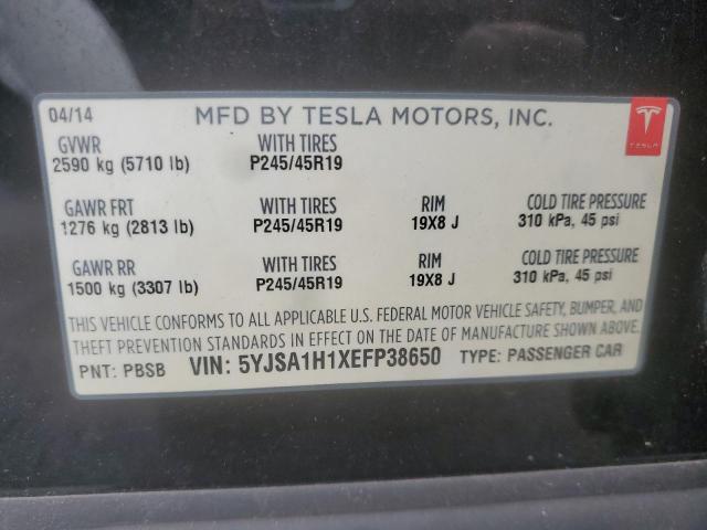 5YJSA1H1XEFP38650 - 2014 TESLA MODEL S Czarny zdjęcie 12