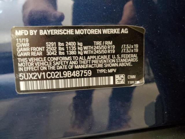 5UX2V1C02L9B48759 - 2020 BMW X4 XDRIVE30I BLUE photo 13