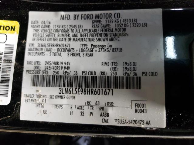 3LN6L5E98HR601671 - 2017 LINCOLN MKZ RESERVE შავი ფოტო 13