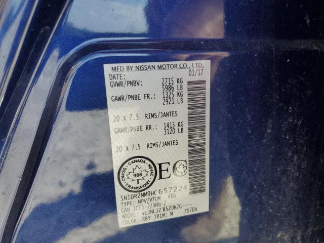 5N1DR2MM9HC657224 - 2017 NISSAN PATHFINDER S Синій фото 13