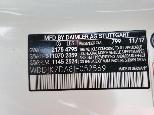 WDDJK7DA8JF052569 - 2018 MERCEDES-BENZ SL 550 WHITE photo 12