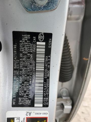 4T1BK3DBXCU454457 - 2012 TOYOTA AVALON BASE SILVER photo 12