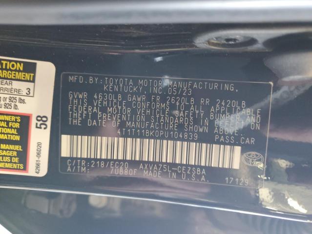 4T1T11BK0PU104839 - 2023 TOYOTA CAMRY SE NIGHT SHADE BLACK photo 12