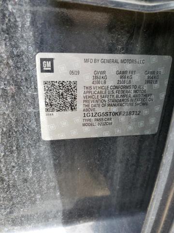 1G1ZG5ST0KF218312 - 2019 CHEVROLET MALIBU RS BLACK photo 12