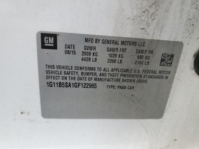 1G11B5SA1GF122965 - 2016 CHEVROLET MALIBU LIM LS თეთრი ფოტო 12