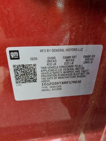 1G1ZG5STXRF179030 - 2024 CHEVROLET MALIBU RS RED photo 12
