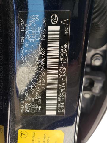 JTHBA30G255082892 - 2005 LEXUS ES 330 BLUE photo 12