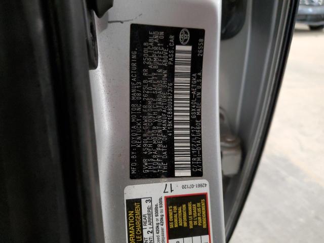 4T1BK1EB8DU067376 - 2013 TOYOTA AVALON BASE SILVER photo 12