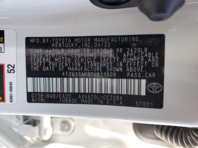 4T1G11AK8PU811609 - 2023 TOYOTA CAMRY SE NIGHT SHADE WHITE photo 12
