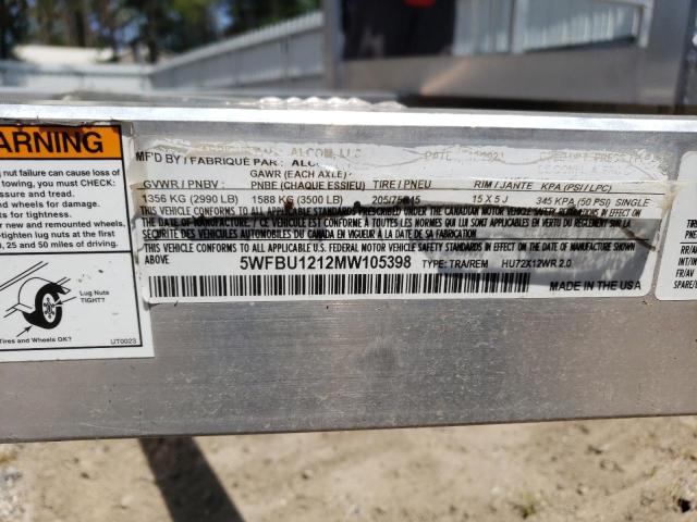 5WFBU1212MW105398 - 2020 UTILITY TRAILER SILVER photo 10