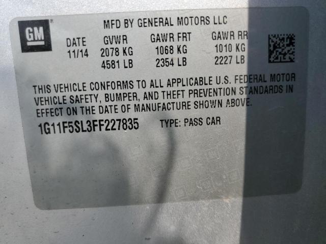 1G11F5SL3FF227835 - 2015 CHEVROLET MALIBU LTZ 银色 照片 12