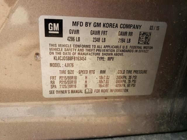 KL4CJDSB8FB163454 - 2015 BUICK ENCORE PREMIUM TAN photo 13