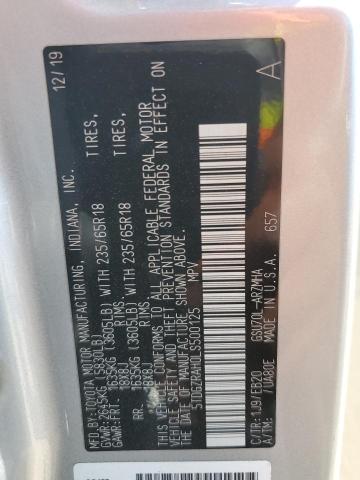 5TDGZRAH0LS500125 - 2020 TOYOTA HIGHLANDER XLE SILVER photo 13