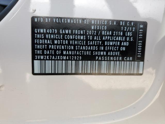 3VW2K7AJXDM412929 - 2013 VOLKSWAGEN JETTA BASE 白色 照片 13