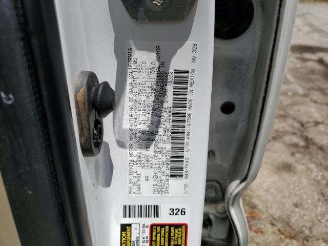 3TMJU4GN1AM098276 - 2010 TOYOTA TACOMA DOUBLE CAB PRERUNNER WHITE photo 12