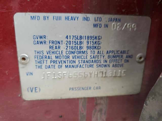 JF1SF6556YH713115 - 2000 SUBARU FORESTER S RED photo 12