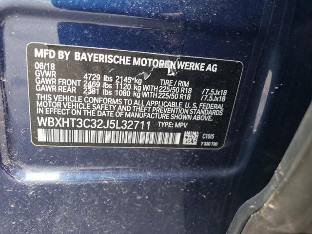 WBXHT3C32J5L32711 - 2018 BMW X1 XDRIVE28I BLUE photo 13