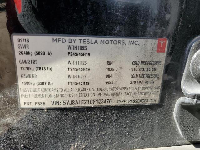 5YJSA1E21GF123470 - 2016 TESLA MODEL S Սև լուսանկար 12