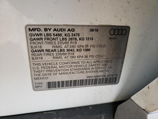 WA1ANAFY3L2019718 - 2020 AUDI 100 QUATRO PREMIUM WHITE photo 13