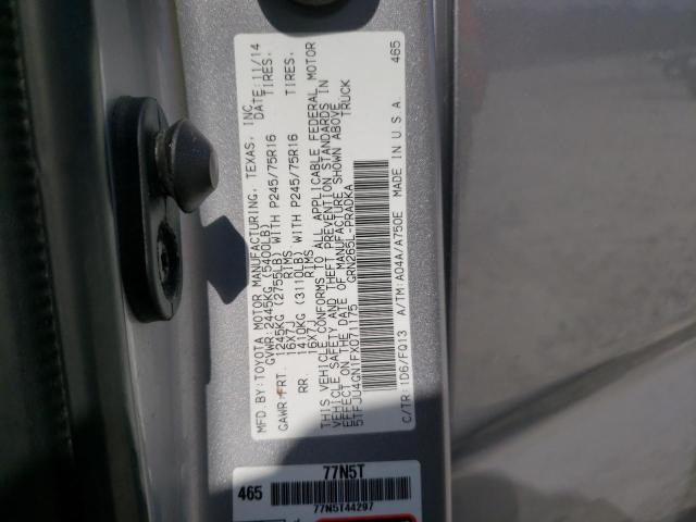 5TFJU4GN1FX071175 - 2015 TOYOTA TACOMA DOUBLE CAB PRERUNNER SILVER photo 12