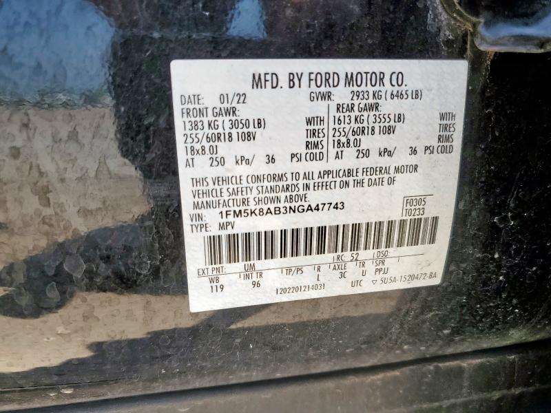 1FM5K8AB3NGA47743 - 2022 FORD EXPLORER POLICE INTERCEPTOR 黑色 照片 14