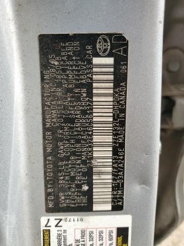 2T1KR32E46C561177 - 2006 TOYOTA COROLLA MA XR SILVER photo 12