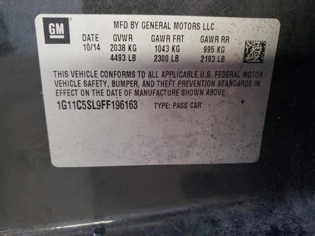 1G11C5SL9FF196163 - 2015 CHEVROLET MALIBU 1LT GRAY photo 12