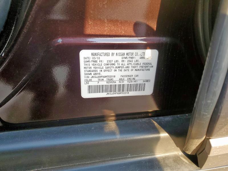 JN1AJ0HPXAM702018 - 2010 INFINITI EX35 BASE 紫色 照片 14