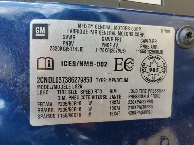 2CNDL037386279850 - 2008 CHEVROLET EQUINOX SPORT BLUE photo 13