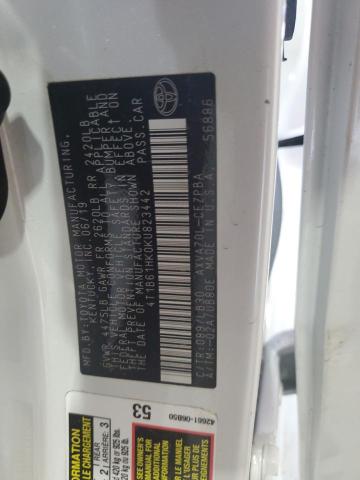 4T1B61HK0KU823442 - 2019 TOYOTA CAMRY XSE თეთრი ფოტო 12